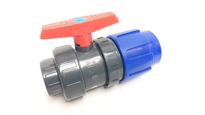 2-cestný kulový kohout d50 přechodný PVC/PE AS - VÝPRODEJ