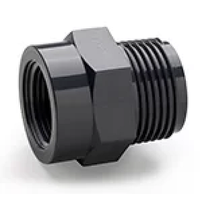 Krátký nipl závitový vněj./vnitř. Závit d1 x 1/2 PVC PN16